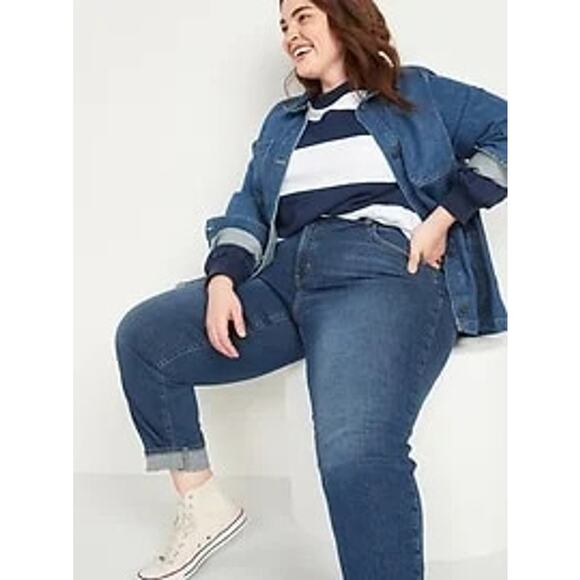 Old Navy Jeans Womens Sz 18 Blue Sky Hi Straight Extra High Rise Secret Pockets - Picture 2 of 4